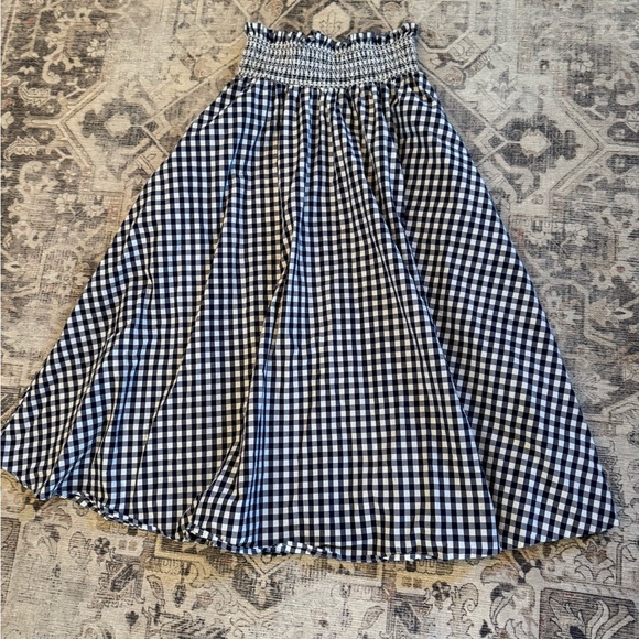 Zara Gingham Check, Cottage Core Blue & White Midi Maxi Skirt, Size Small - Picture 2 of 10